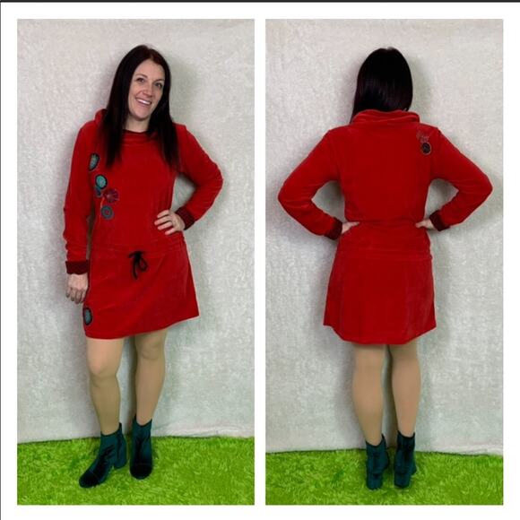 Colin’s funky red drop waist sweater dress, Large - Picture 1 of 6